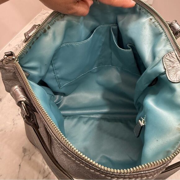 COACH POPPY LEATHER GLAM TOTE BAG ANTHRACITE vintage - Picture 16 of 16